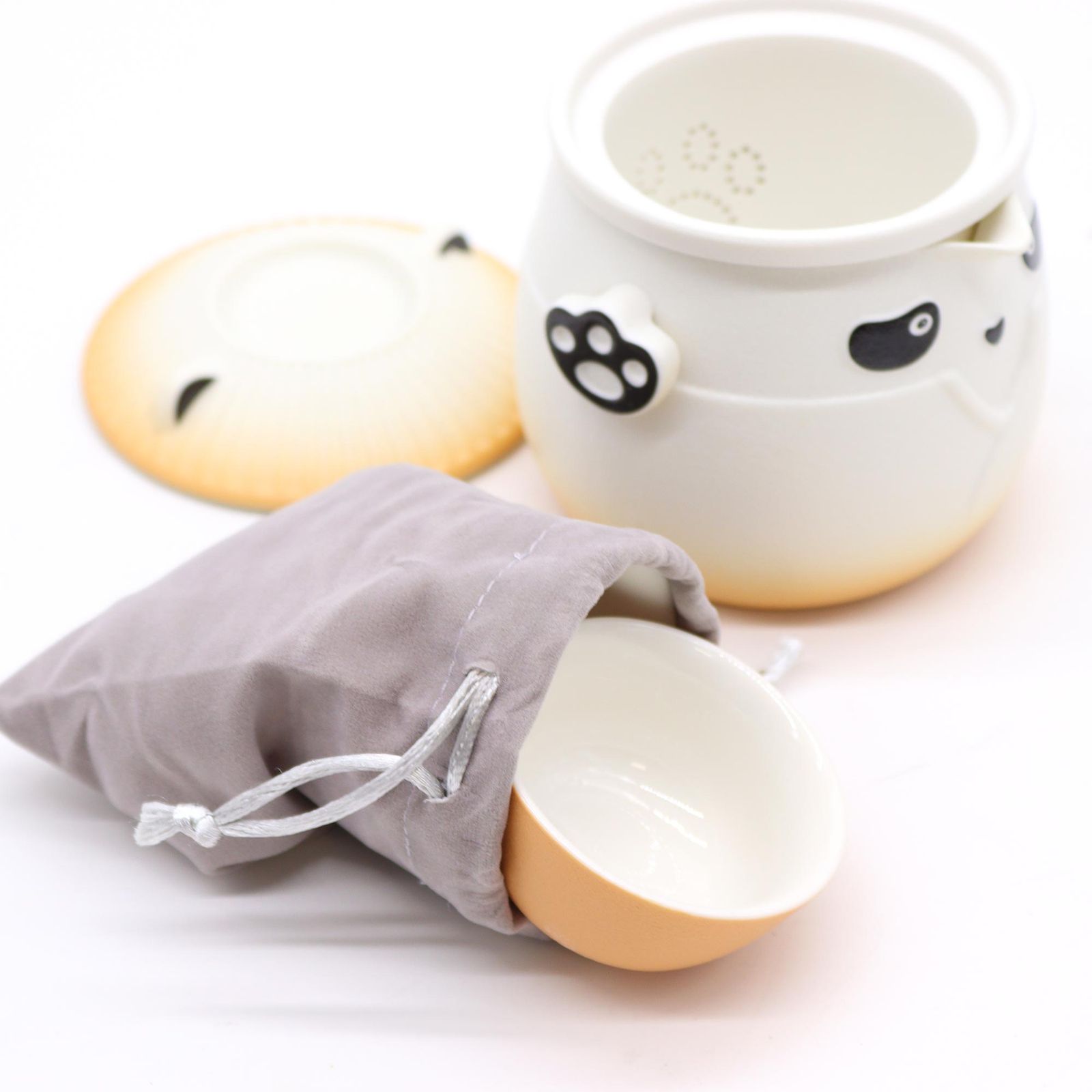Panda Teapot Set & Three Cups - Orange - Image 6