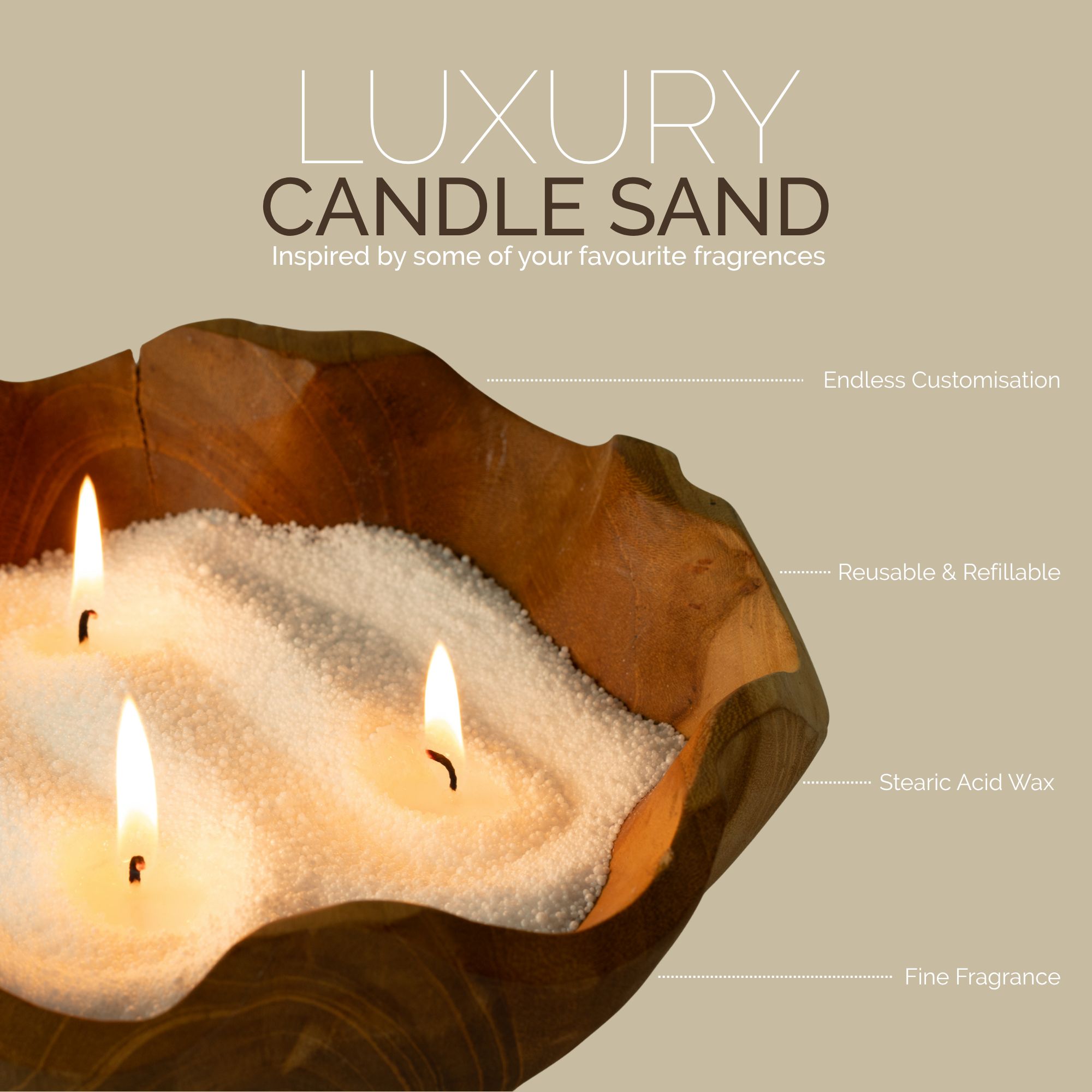 Fragranced Candle Sand - Cream - Regent Polo - 300g - Image 10
