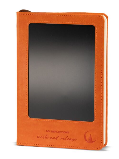 A5 Intention Note Book - LCD Wipe Screen - Orange Leather Effect - 80 Leafs
