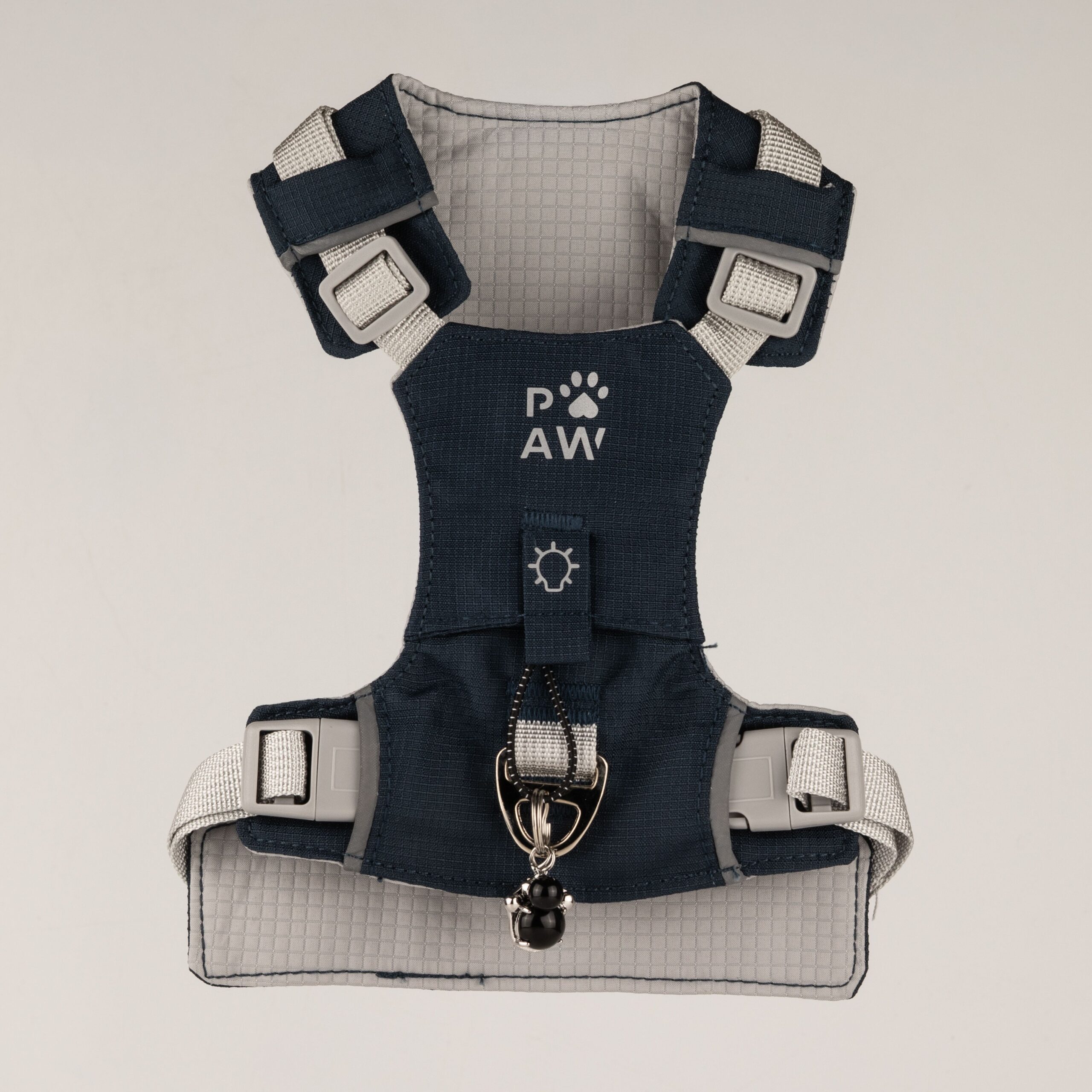 PAW - S (4-8Kg) Dog Step-in Guardian Harness with Reflective Mesh - Rock Grey - Black Obsidian Charm - Image 7