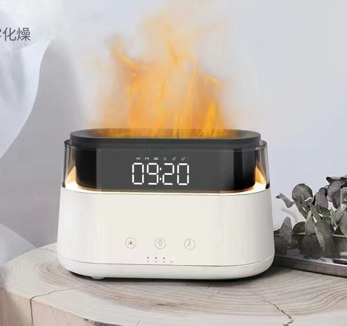 Modern Aroma Diffuser - Led Clock - USB-C - Flame Effect - Image 3