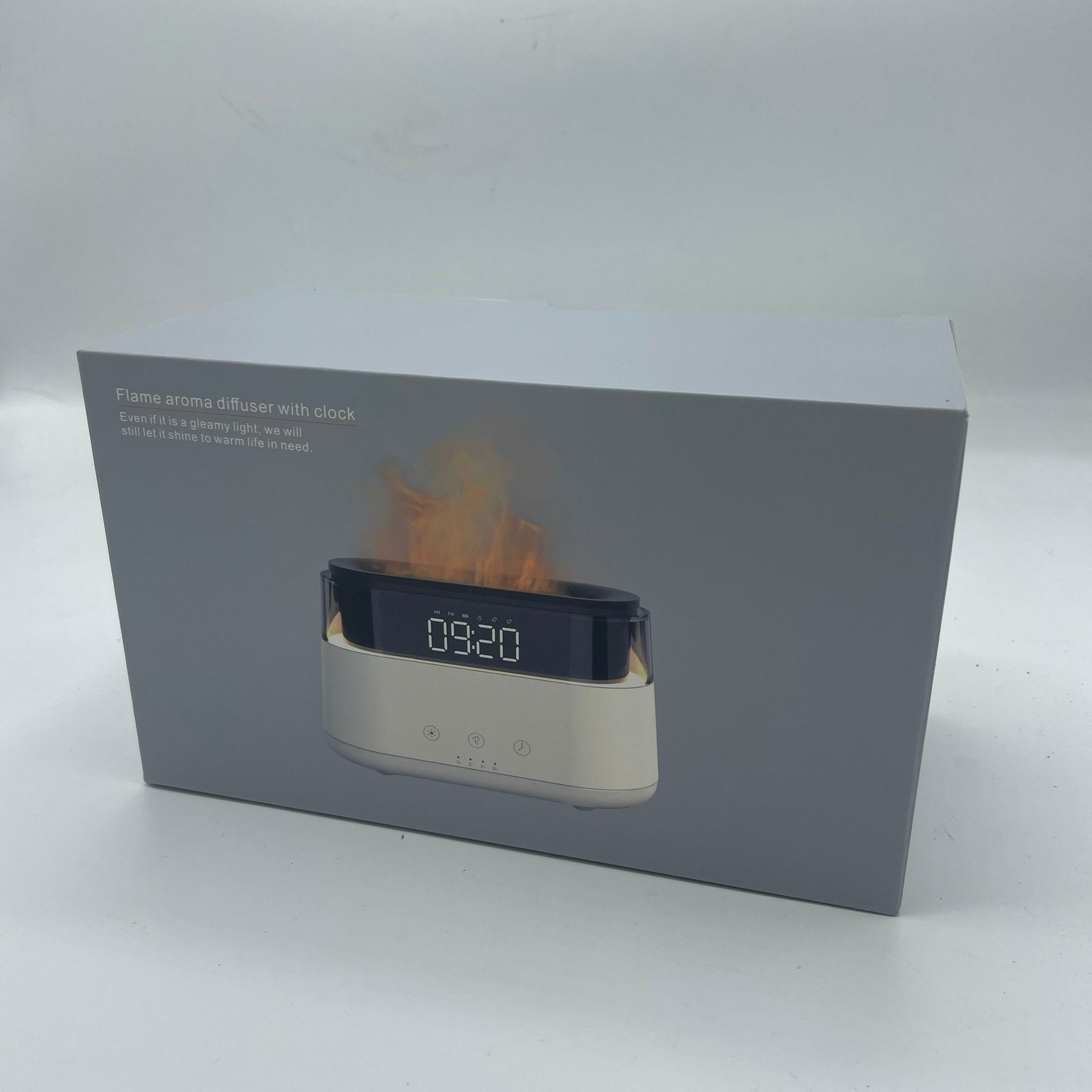 Modern Aroma Diffuser - Led Clock - USB-C - Flame Effect - Image 2